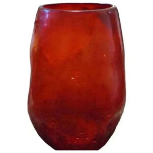 Vintage Ruby Red Dimpled Crackle Glass Vase